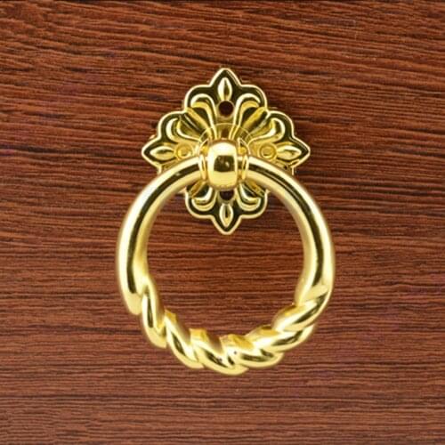 Modern bookcase single Pendant Knob European Furniture Ring Zinc Alloy Pull Drawer Dressing Gold/bronze handle TV cabinet knob