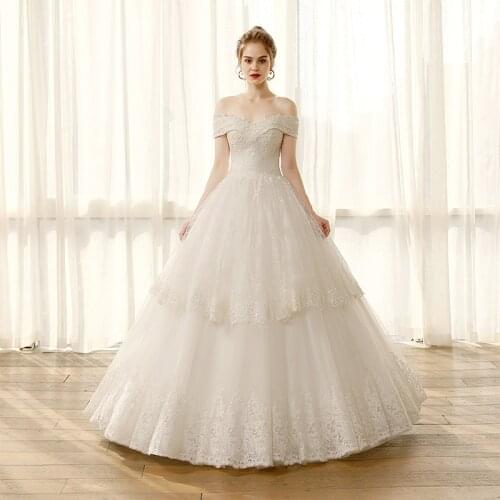 SL6823 real photo a line wedding dress with sleeves lace appliqued off shoulder bridal dresses tiered skirts wedding ball gown