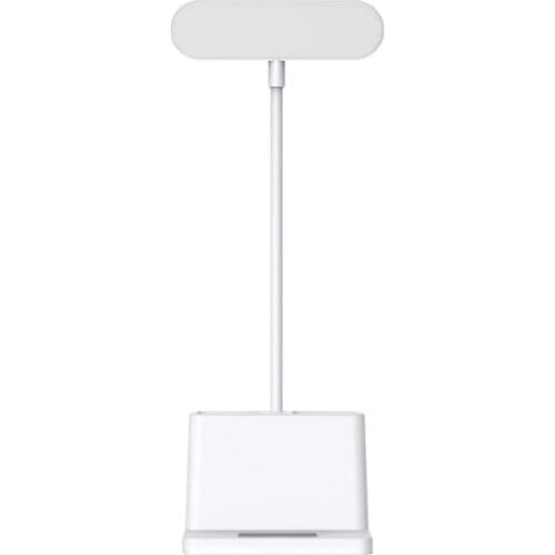 LED Desk Lamp with Pen Holder, Desk Light for Computer/Desktop - White, Rechargeable, Eye-Caring, Flexible Gooseneck