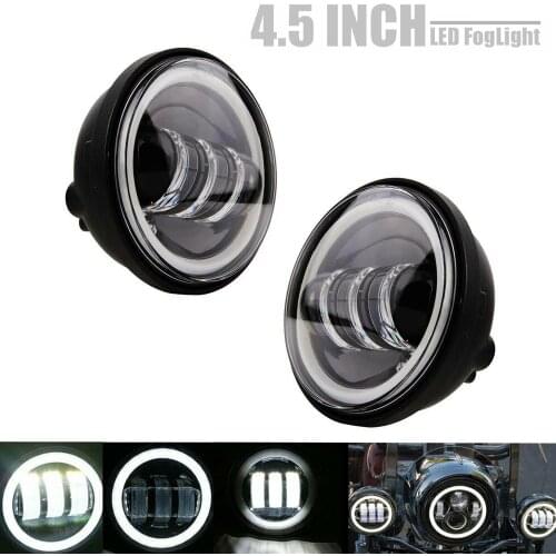 2PCS Motorcycle 4-1/2" 4.5inch LED Passing Light Fog Lamps Halo Auxiliary Light for Fatboy Softail Yamaha Royal Star Venture