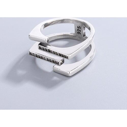 Todorova Geometric Multilayer Zircon Open Ring Female Fashion Retro Unique Design High Quality Jewelry Women Gift