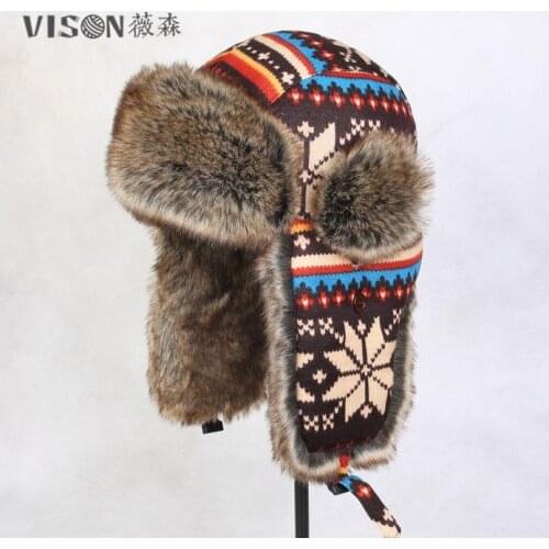 Outdoor Earflap Bomber Hats for Men Women Thick Russian Ushanka Aviator Trooper Snow Ski Berber Winter Hat Cap