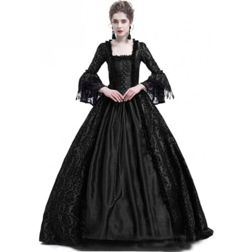 Victorian Women Elf Princess Queen Palace Party Formal Dress Halloween Medieval Carnival Retro Gothic Vampire Cosplay Costumes