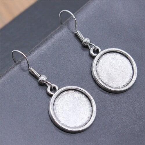 Vintage 2 Colors Fit 12mm 14mm 16mm 18mm 20mm 25mm Round Classic Style Cameo Cabochon Pendant Base Setting Drop Earrings