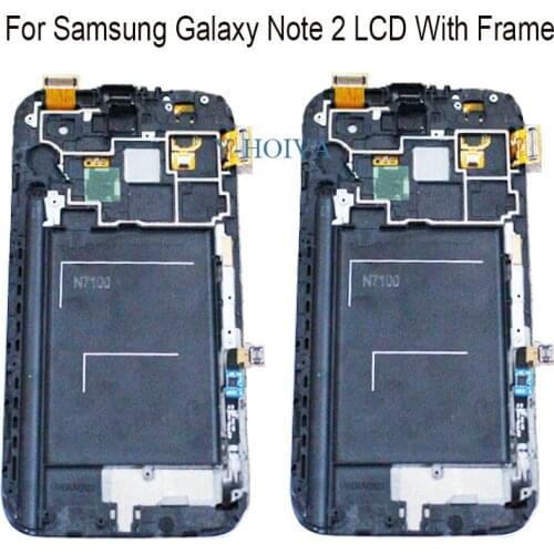 Y-HOIVA For Samsung Galaxy Note 2 N7100 N7105 100% New Super AMOLED LCD Touch Screen Digitizer Display With Frame Assembly