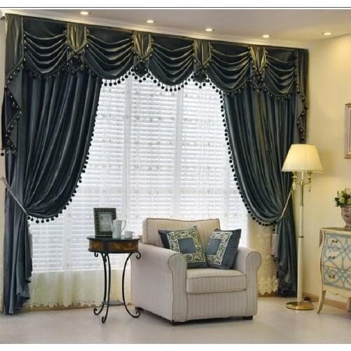 Luxury European Style Shading Curtains for Living Room Bedroom Solid Italian Velvet Suitable Valance Curtains Windows Decoration