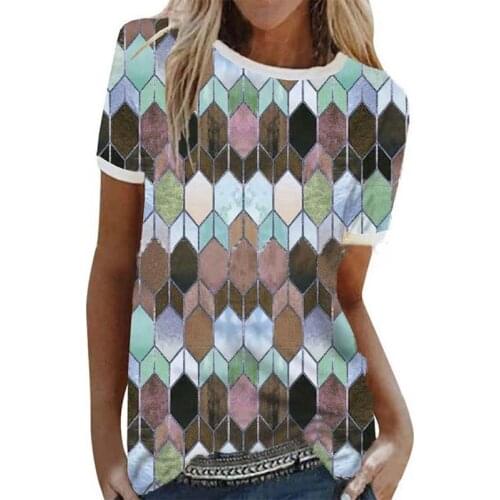 New printed round neck Casual Short Sleeve womens T-shirt