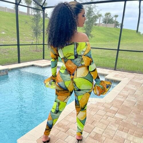 2021 New Arrival Famous Brand Women Set 2Pcs Color Contrast Strapless Puff Sleeve