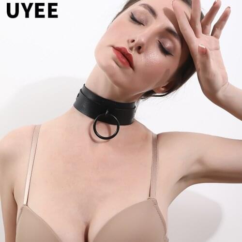 UYEE Sexy Leather Harness Choker Collar For Women Pu Necklace Gothic Jewelry Harajuku Personality Party Accessories Gifts