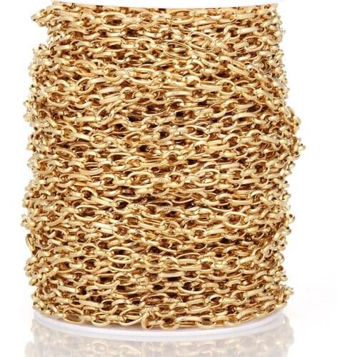 1 Meter Stainless Steel Gold Embossed Cross Chain Link for DIY Jewelry Gifts Necklace Bracelet Making Bulk Components Wholesale