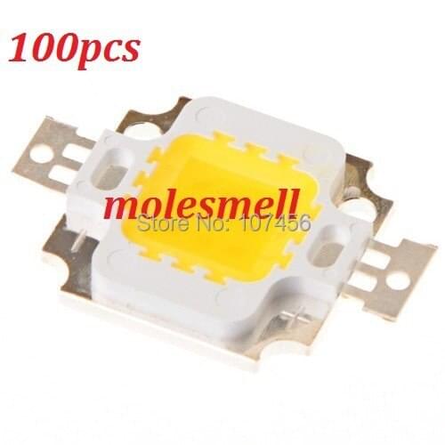 100pcs 10W LED Integrated High power LED Beads Warm white 900mA 9.0-12.0V 800-900LM 40mil Taiwan Chips Free shipping