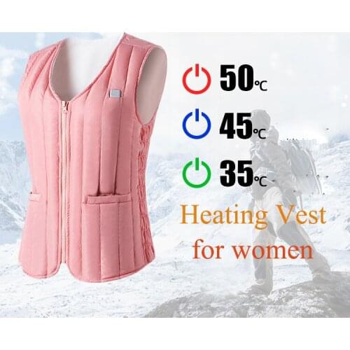 3 Places Heated Vest Fashion Women Jacket Intelligent USB Heating Vest Black Thermal New Listing 2 Colors Running 3 Temperatures