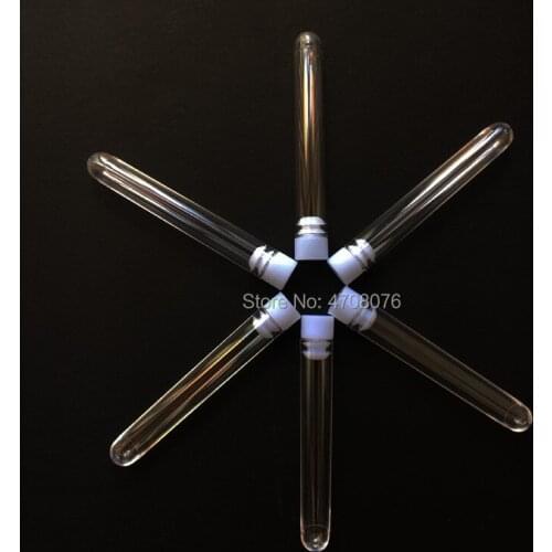 300pcs/lot 12x75mm Lab Clear Plastic Test Tube Round Bottom Tube Vial with white Caps Office Lab Experiment Supplies