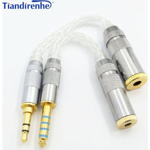 4.4mm Female to 3.5mm Male Adpter 8 Core Silver Plated Audio Cord 3.5mm Female to 4.4 Male for SONY DMPZ1 ZX300A A-35 PHA2A