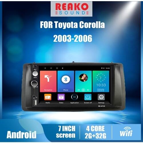 REAKOSOUND 7'' 2Din Car Radio For Toyota Corolla 2003 2004 2005 2006 Android Auto Stereo Multimedia Player Head Unit with Frame