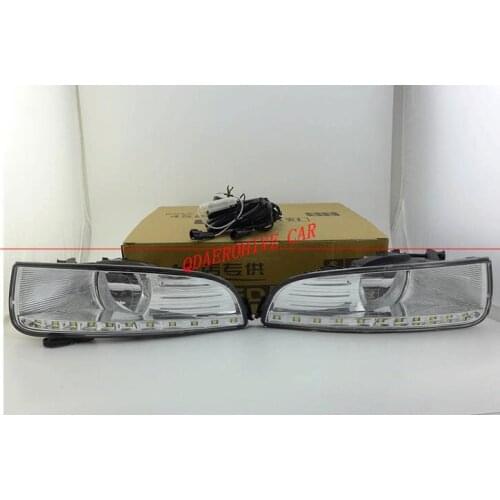 QDAEROHIVE Car Accessories 12V LED car DRL Daytime running light with fog lamp hole for SKODA OCTAVIA A5 2010 2011-2013