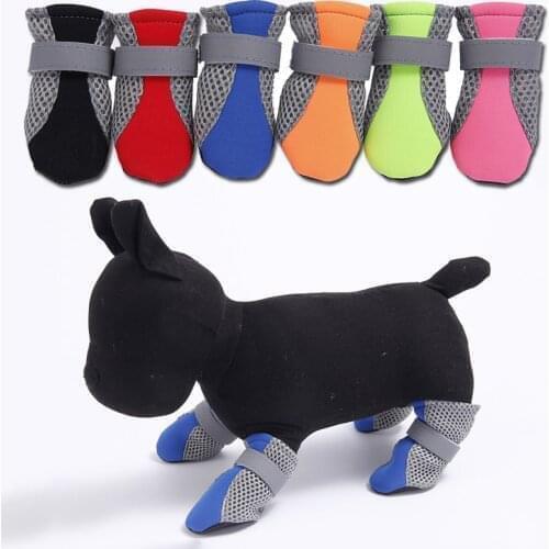 Dog Shoes Breathable Anti Slip Pet Dog Shoes Waterproof Protective Rain Boots Sock Pet Boots Paw Protector Straps Cute Net shoes