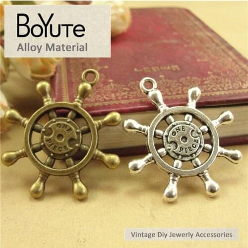 BoYuTe (20 Pieces/Lot) 34*39MM Antique Bronze Plated Alloy Rudder Anchor Charm Pendant for Diy Bracelets Jewelry Making Handmade