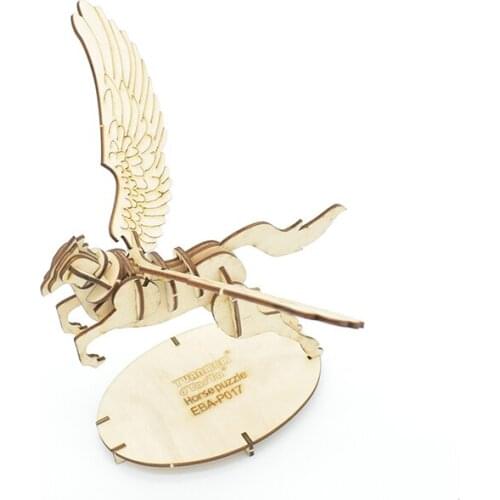 Yuanmbm P017 horse puzzles Wooden Model Kits 3D Puzzle animal Toy Learning Game for baby Teens and Adults Christmas Birthday