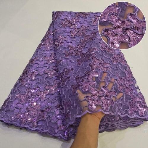 Bestway Exclusive Sequin African Lace Fabric 5 Yards High Quality Corded Embroidery Sequence Nigerian Wedding Gown Sewing Fabric