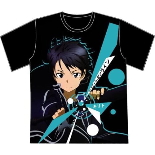 Japanese Anime Sword Art Online T shirt Tops Kirito Summer style Women T-Shirt Fashion COOL Men Casual Short Sleeve black Tshirt