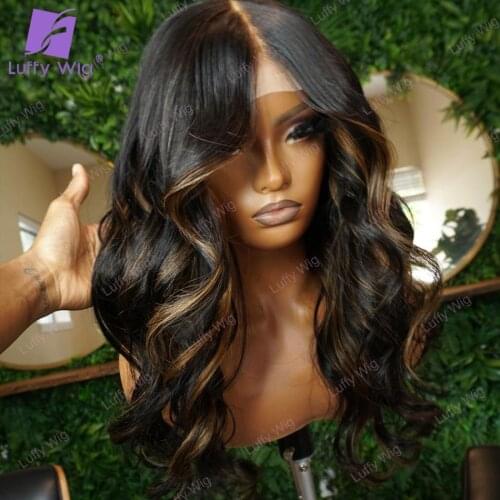 Highlight Wig Human Hair 200% Density Long Wavy Brazilian Remy Hair 5x5 PU Silk Base Closure Fake Scalp Wigs Glueess Luffywig