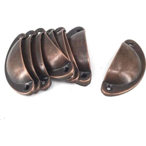 10PCS Kitchen Cupboard Door handle Medicine Cabinet Cup Drawer Furniture Antique Shell Pull Handle Knobs red Bronze