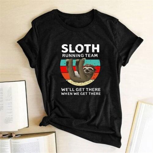 Sloth Running Team Printed T-shirts Women Summer Aesthetic Clothes Anime Tshirt Women Funny Graphic Tees Ladies Tops Femme