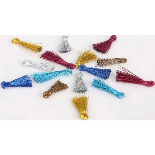 Hot Sale (20pcs/lot) 7 colors for choose 15mm Small Mini silk Satin Tassel, for DIY Jewelry Making Earring Findings