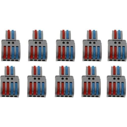 Mini Fast Wire Connector Universal Wire and Cable Connector Push-in Terminal Block, 2-in and 4-Out Quick Connector