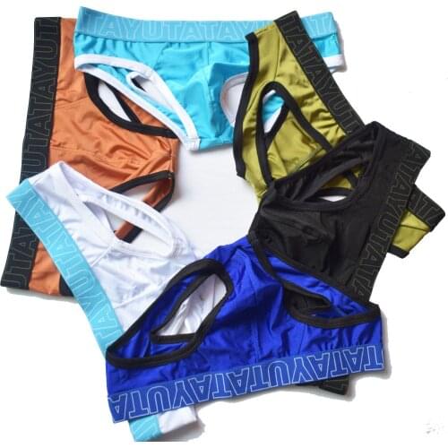 2019 brand High elastic quick drying hollow hollow hips mens sexy underwear sexy low waist briefs gay briefs solid Underpants
