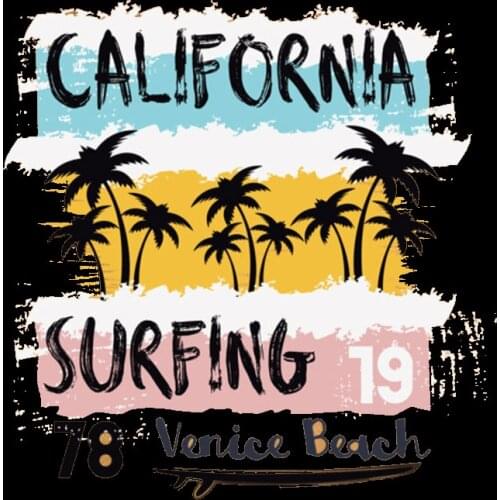 Summer Style Patches Beach Sun Coconut Try Stickers Iron On Decals For Heat Transfer Vinyl DIY Washable Parches