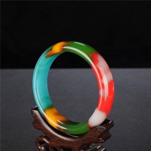 Genuine Natural Color Jade Bangle Bracelet Chinese Jadeite Hand-Carved Fashion Charm Jewelry Accessories Amulet Men Women Gifts