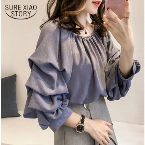 New chiffon blouse slash shoulder out women tops and blouse 2018 fashion solid color female shirt plus size women tops 1012 40