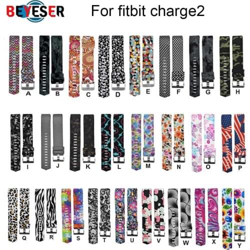 New Arrival Colorful Fashion Sports Silicone watchband Bracelet Strap Band wristband For Fitbit Charge 2 Pattern Wrist Straps