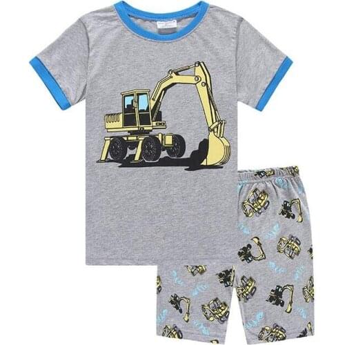 New Design Gray Short Sleeve Tops+Shorts 2Pcs Kids Baby Pajamas Cosy Set Boy Girls Cotton Pijamas set Sleepwear Underwear
