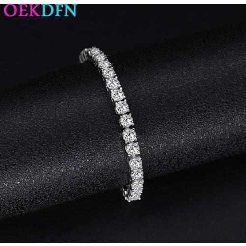 OEKDFN 100% 925 Sterling Silver Bracelet For Women Micro Inlay High Carbon Gemstone Engagement Wedding Fine Jewelry Bracelets