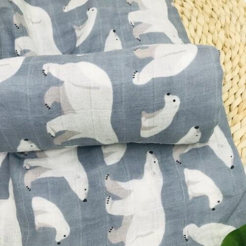 Polar Bea100% Cotton Blanket Muslin Swaddle Wrap 120X110cm Baby Blankets For Newborn Swaddling Muslin Diaper Stroller Cover