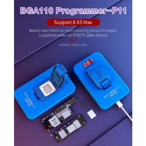 JC P11 BGA110 NAND Programmer For iPhone 8/8P/X/XR/XS/XSMAX /11 pro MAX NAND Flash For NAND SYSCFG Data Modification Read Write