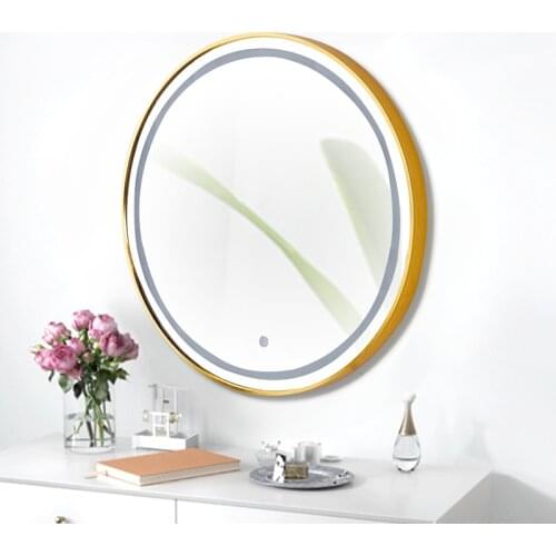 Simple Wall Mounted Round Bath Mirror Bedroom Living Room Hallway Decor Creative Led Anti-fog Washroom Mirror Makeup Mirror LA48