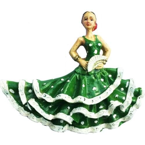 QIQIPP Spain flamenco dance girl three dimensional character tourist souvenirs magnetic stickers refrigerator