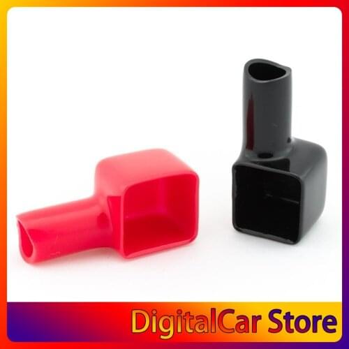 2pcs Red and Black Square Motorcycle Battery Terminals Rubber Covers Universal fit for Bike Scooter for Kart ATV