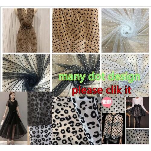 Mesh gauze dot flocking fabric Caramel mesh gauze see-through fabric Dress shirt skirt fabric