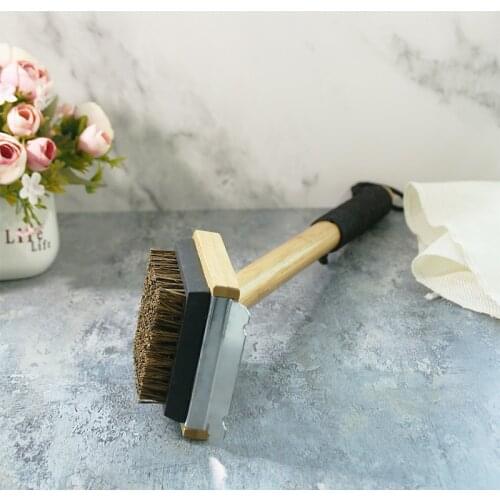 BBQ Grill Cleaning Brushes Bamboo Grill Brush With Palmyra Safe Scrub Bristles Scraper Works for All Grill Types Environmentally