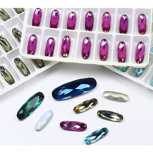Long oval shape crystal fancy stone 5*15mm K9 crystals pointed back rhinestone loose Rhinestones for clothes and DIY
