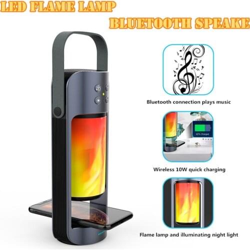 LED Flame Lamp Bluetooth Speaker Integrated Outdoor Emergency Lamp Wireless Charging Function Outdoor Portable Wireless Speaker