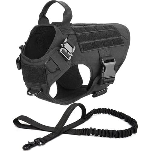 Metal Buckle Tactical Dog Harness MOLLE Pet Train Vest German Shepherd Leash Hound Golden Retriever Labrador Saint Bernard Husky