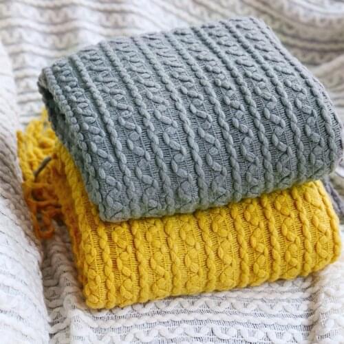 Nordic Knitted Blanket Sofa Bed Decorative Blanket Office Nap Air Condition Throw Blankets with Tassel Soft Plaid Bedsrpead
