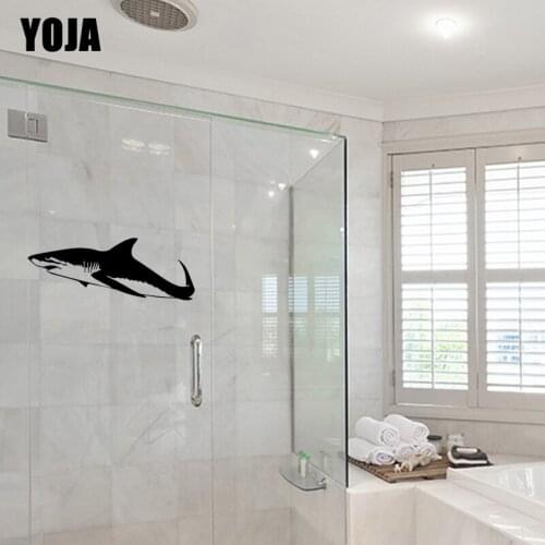 YOJA 10x26.9CM Strong Shark Wall Sticker Fashion Bathroom Glass Decal Room Decoration G2-0197