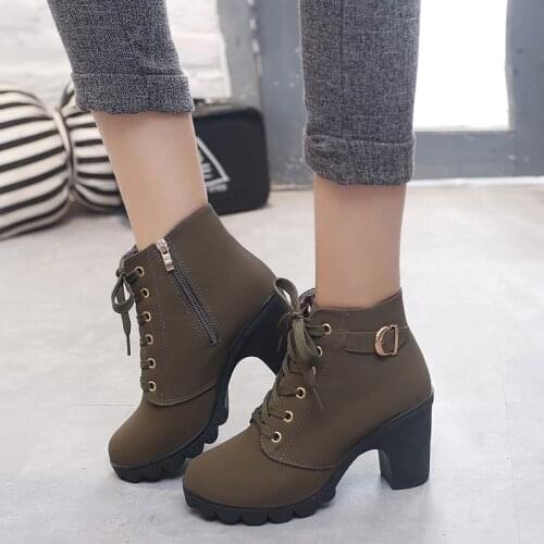 Sneakers women shoes 2021 fashion solid lace-up ladies shoes women boots high heels shoes woman zipper ankle boots women pumps
